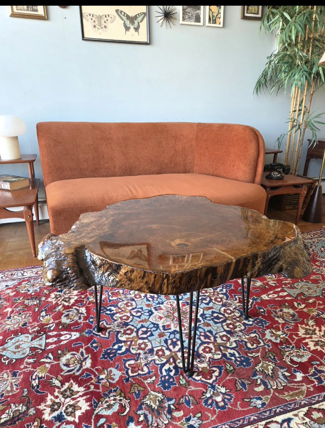 Large Vintage Live Edge  Burlwood Slab Coffee Table - photo 2