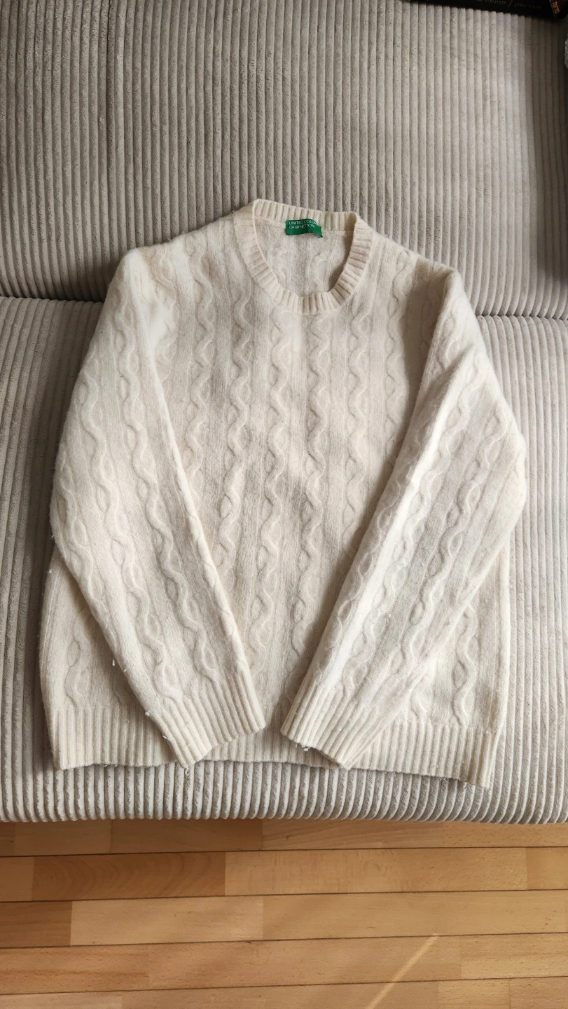 United Colors of Benetton Cream Cable Knit Sweater