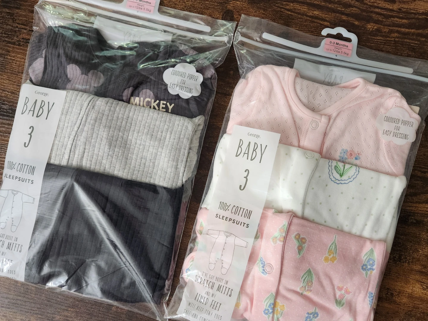 George Baby Sleepsuits 0-3 Months