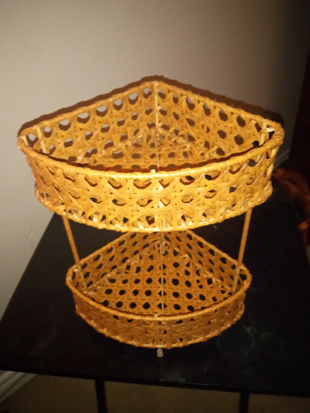 Two-Tier Corner Wicker Basket Shelf - photo 2