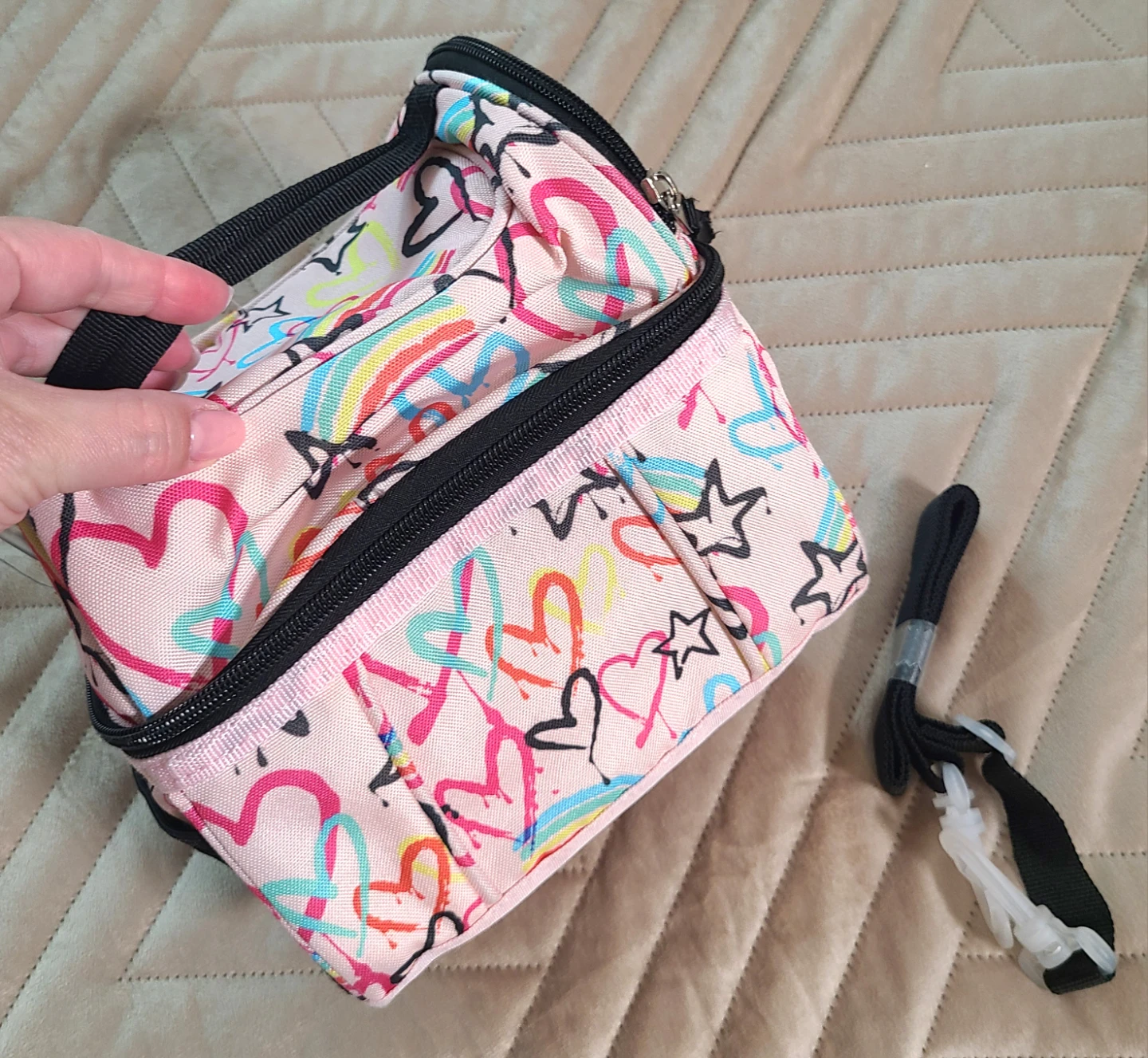 Heart Print Insulated Lunch Bag