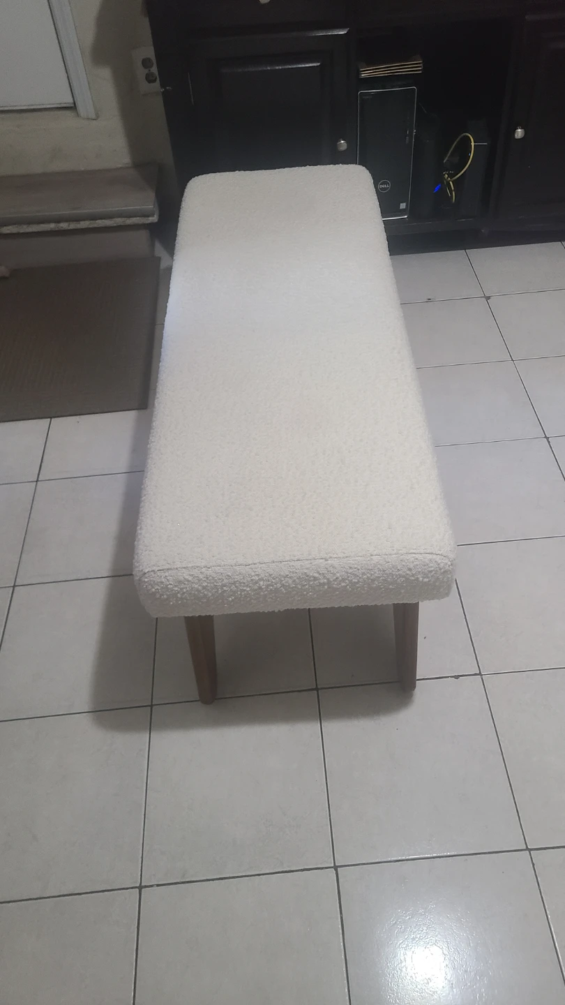 Cream Boucle Upholstered Bench - photo 3
