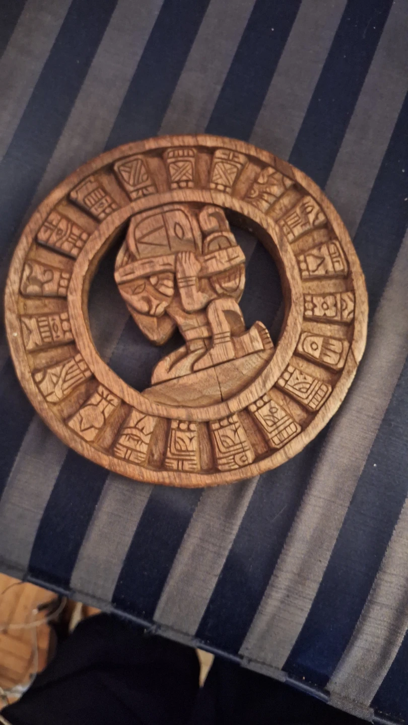 Handcrafted Wooden Mayan Calendar Plaque