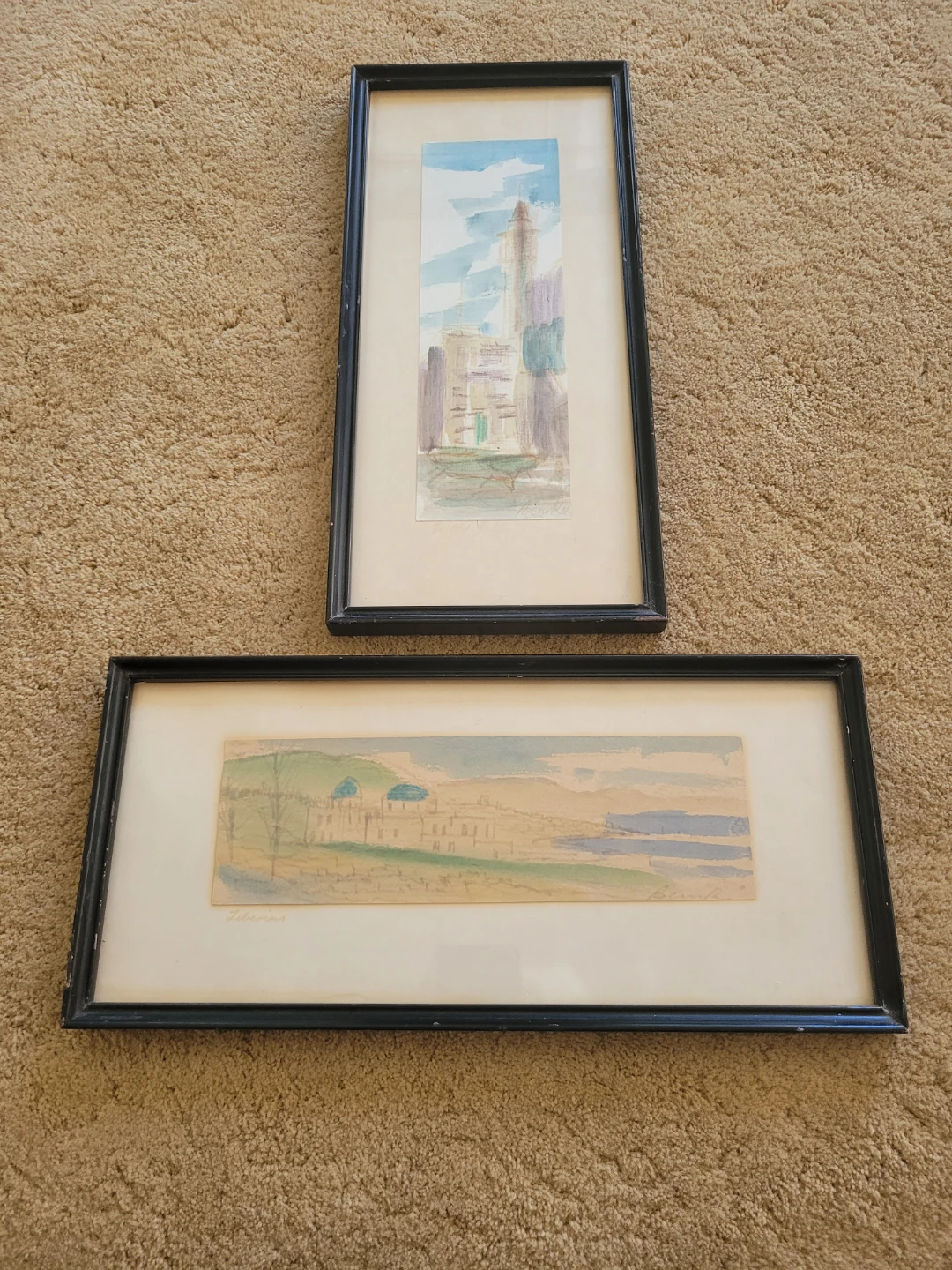 2 Vtg Signed Framed Watercolour Art
