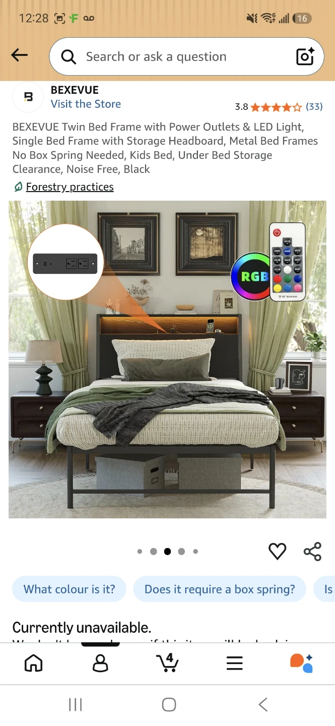 Twin Bed Frame with Headboard and LED Lights - photo 2