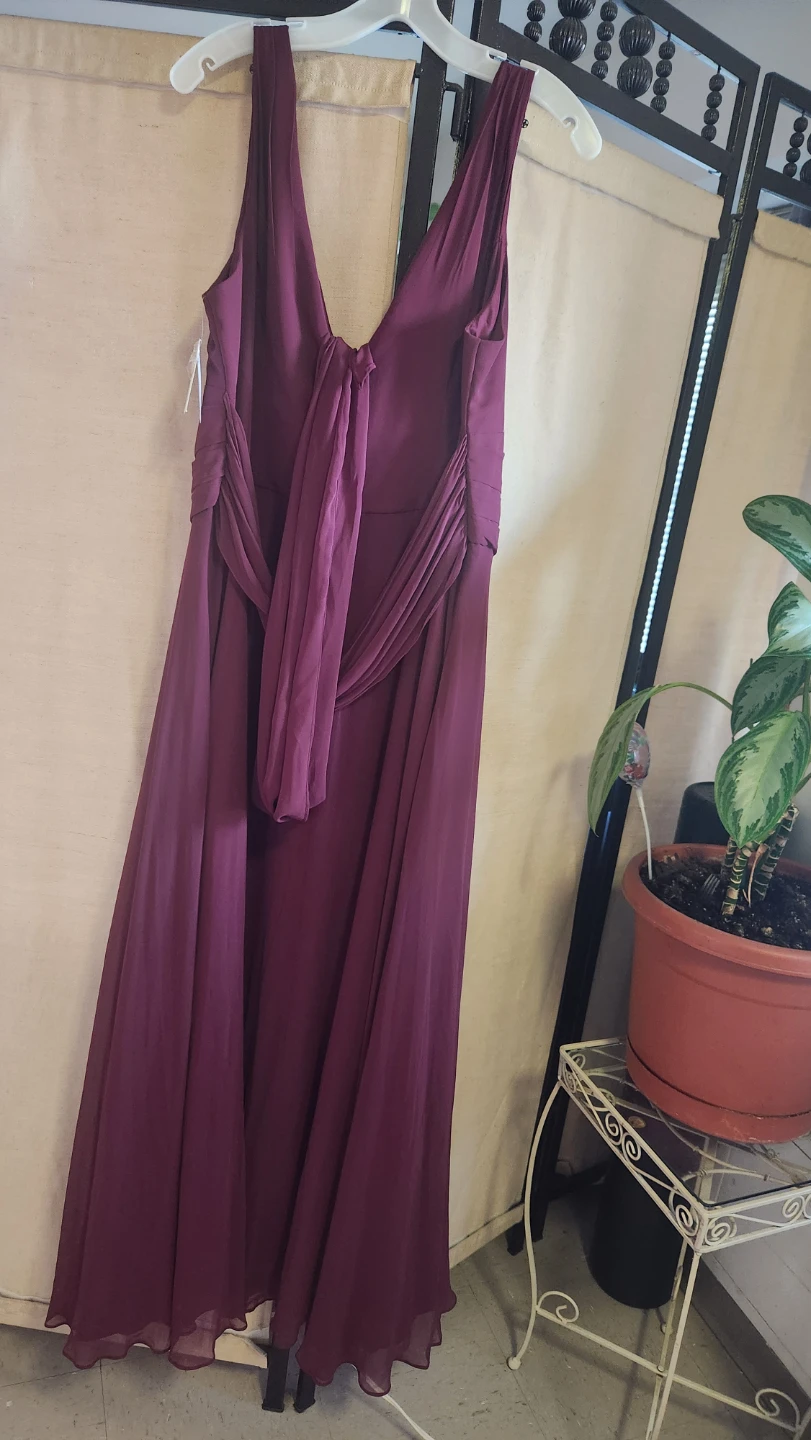 David's Bridal Wine Long Tank Chiffon Dress Size 18 - photo 4