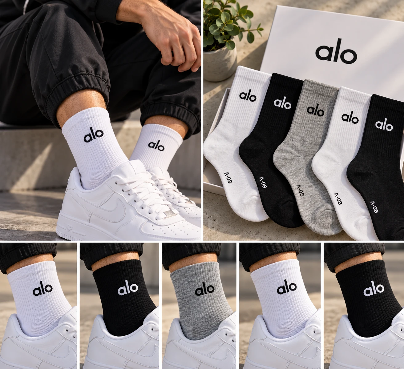 Alo Yoga Unisex Half-Crew Socks