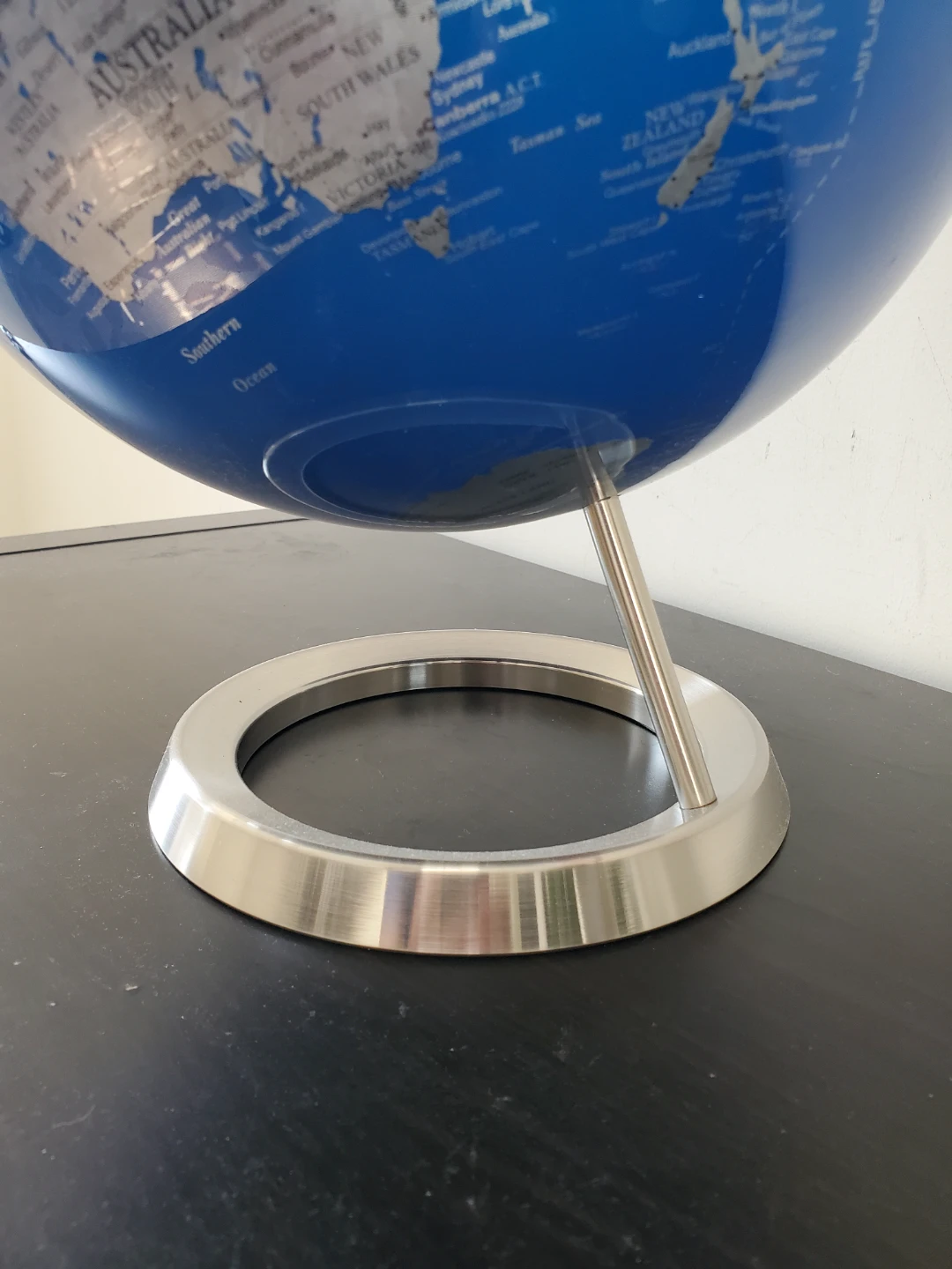 Blue and Silver Decorative World Globe - photo 3
