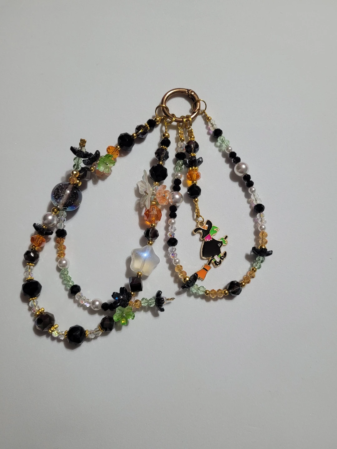 Halloween witch theme beaded bag charm - photo 2