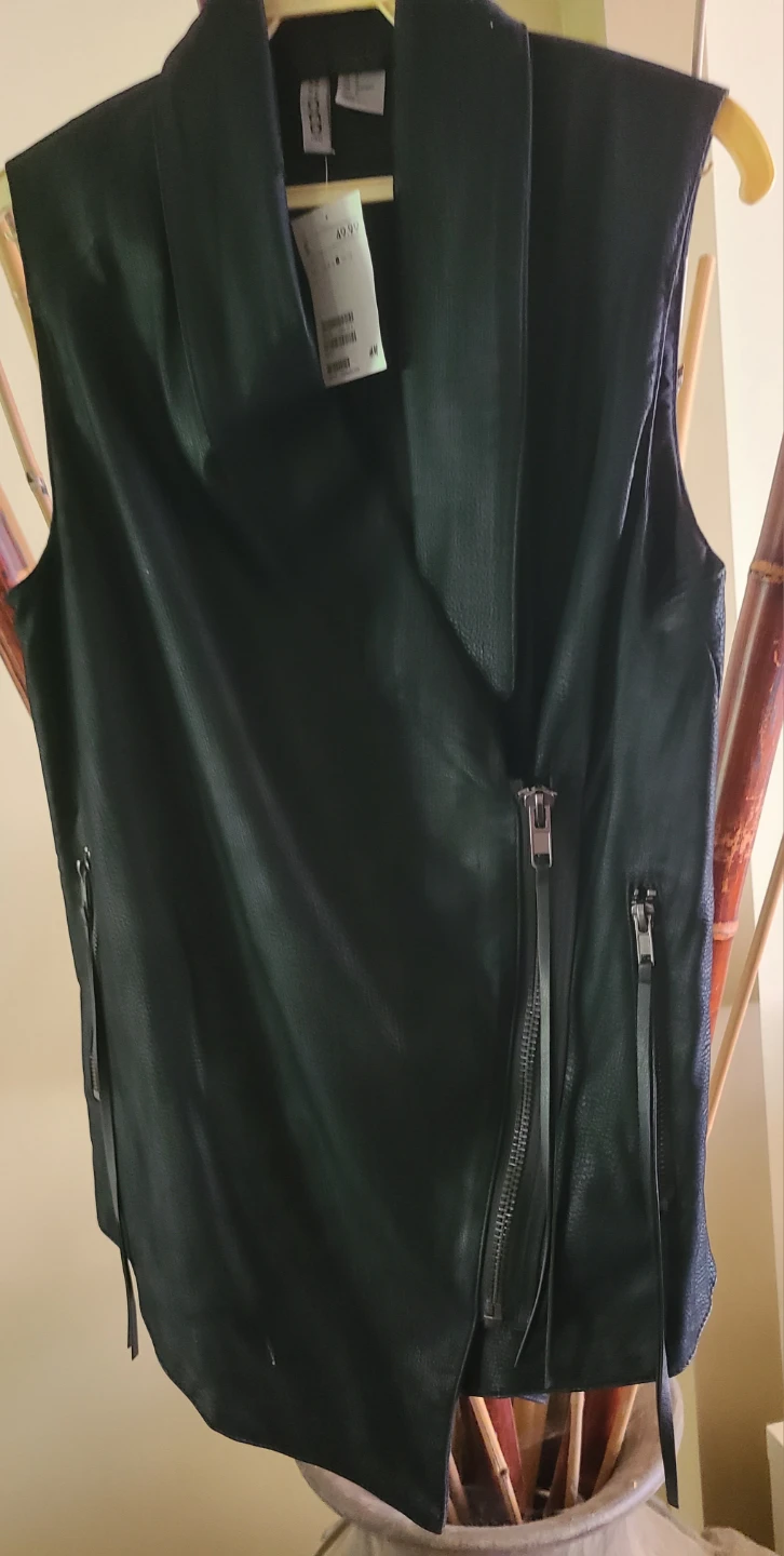 H&M DIVIDED Black Faux Leather Moto Vest