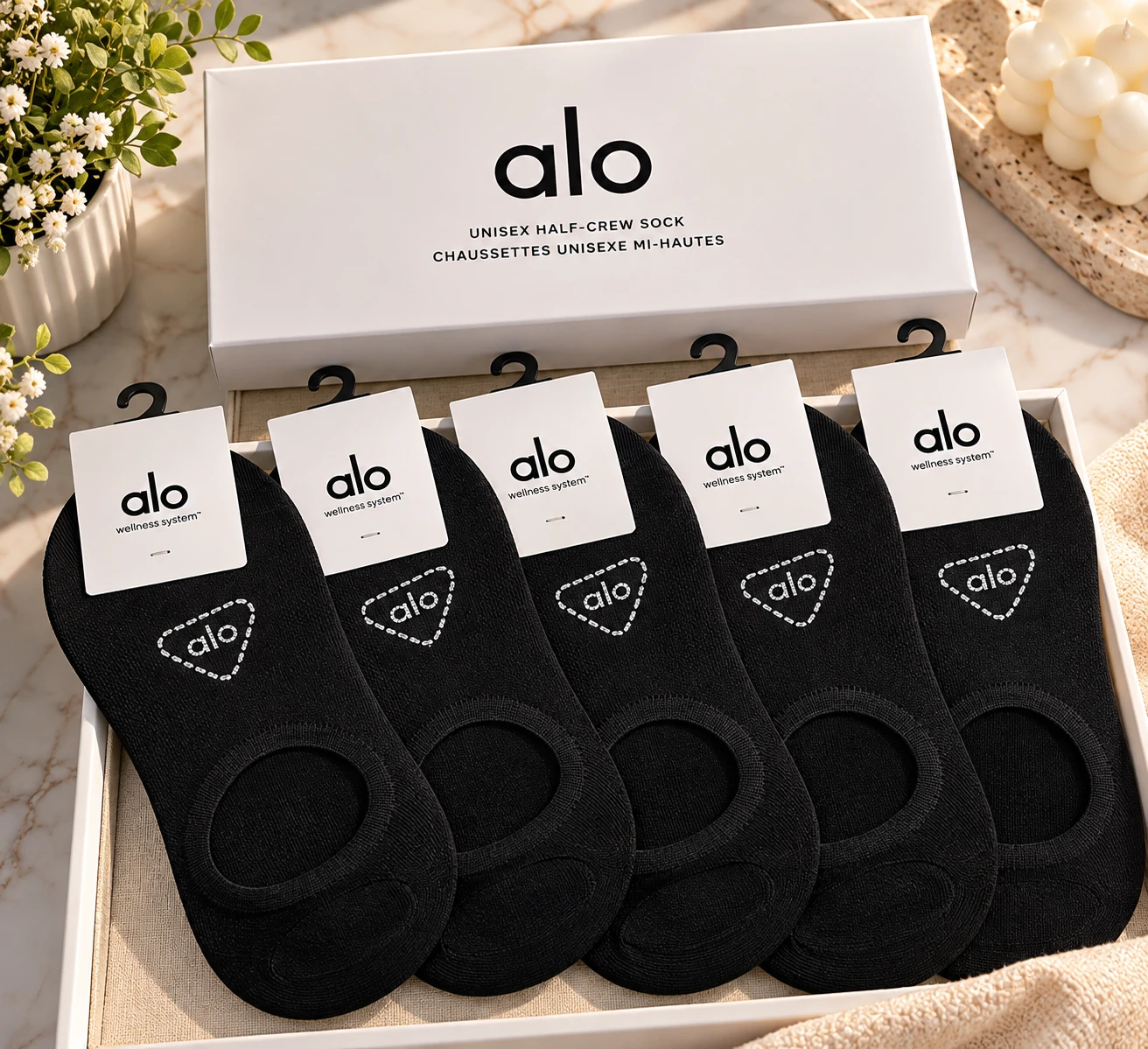 Alo Unisex Half-Crew Socks - 5 Pairs