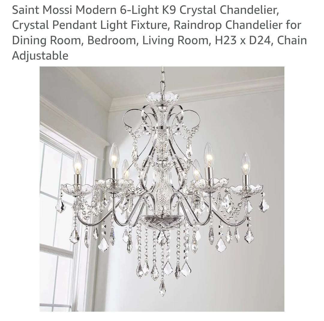 Saint Mossi 6-Light K9 Crystal Chandelier