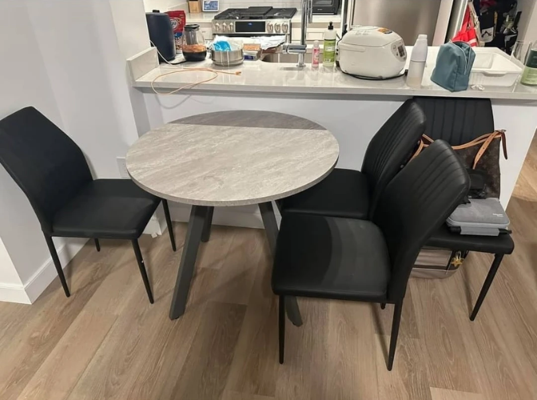 Modern 5-Piece Dining Set with Faux Leather Chairs