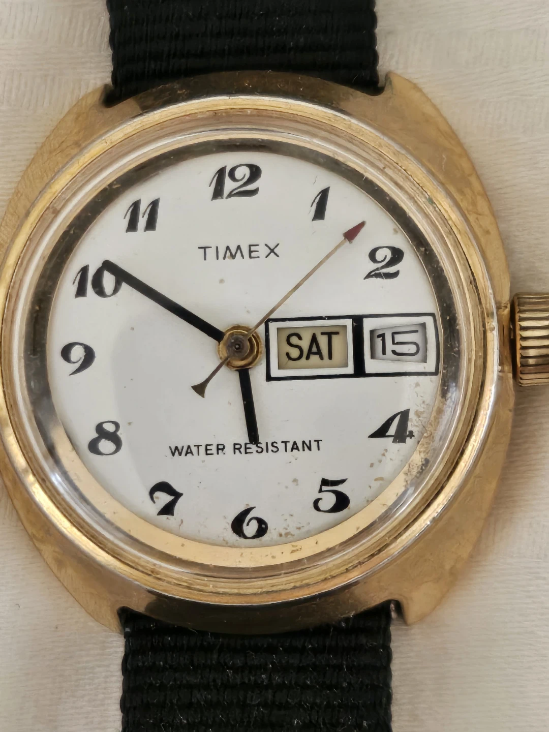 Vintage Timex. Waterproof with day and date calendar on face.
