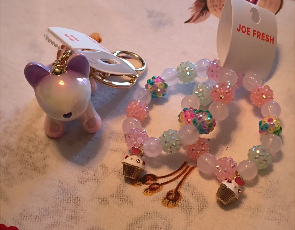 Joe Fresh Bunny Keychain and Bracelet Set