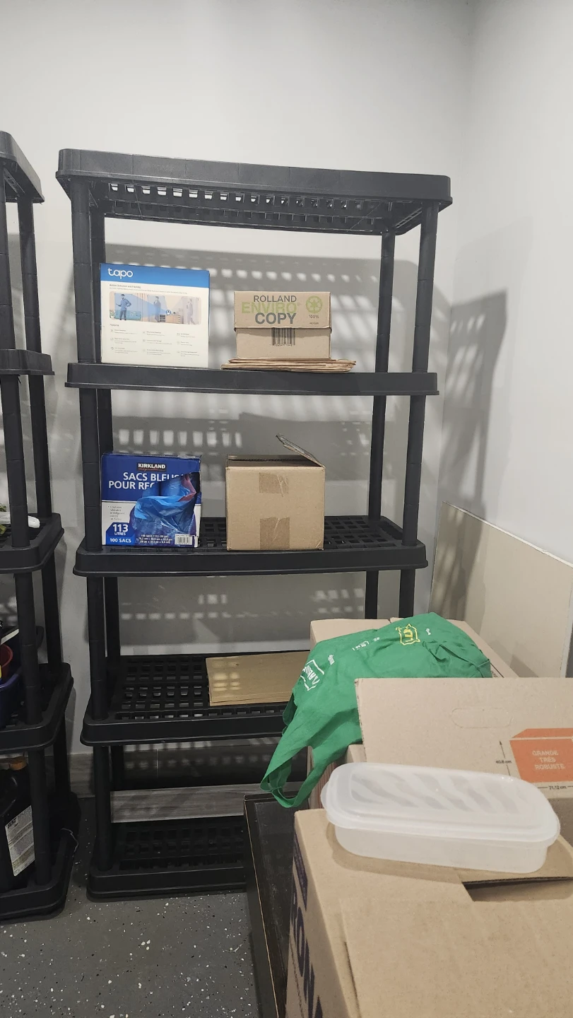 Two 5-Tier Black Plastic Storage Shelving Units - photo 2