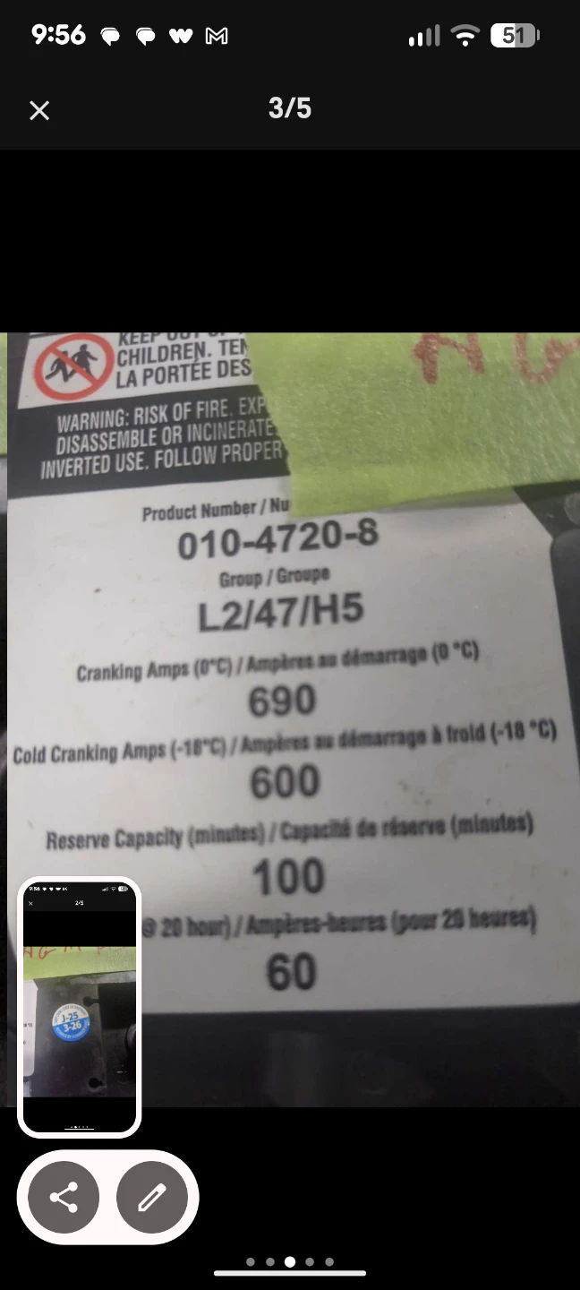 Motomaster Eliminator AGM Group 47/H5 Battery - photo 3