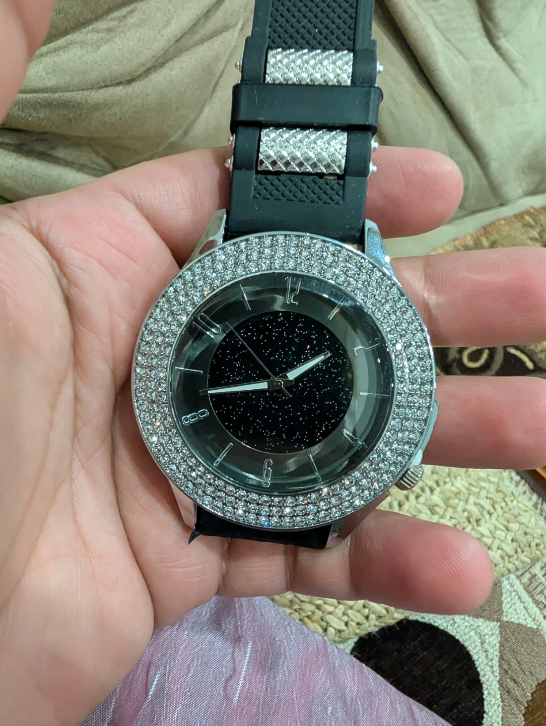 Black and Silver Rhinestone Watch