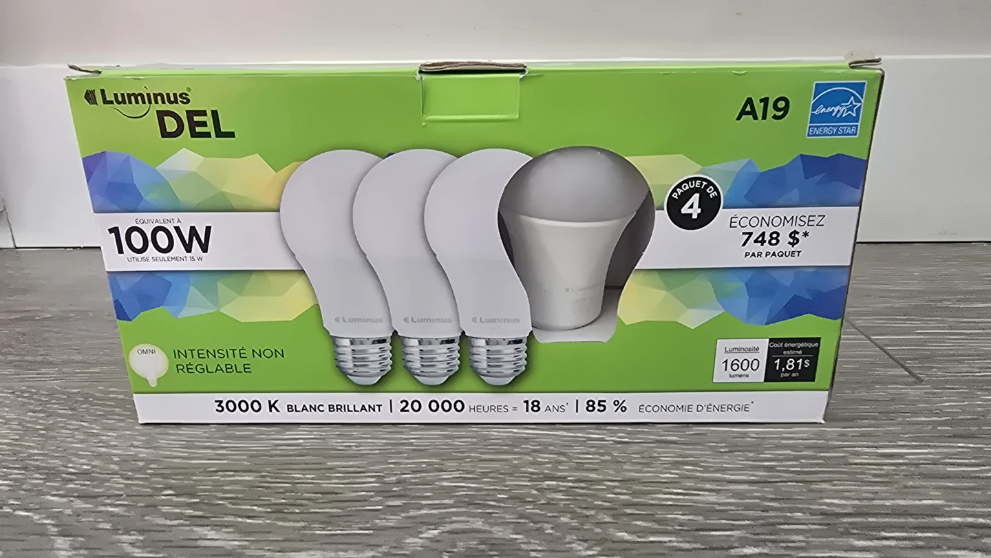 Luminus A19 LED Light Bulbs, 4-Pack