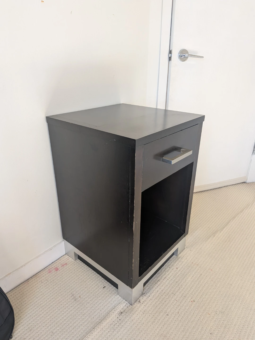 Modern Black Nightstand with Drawer - photo 4