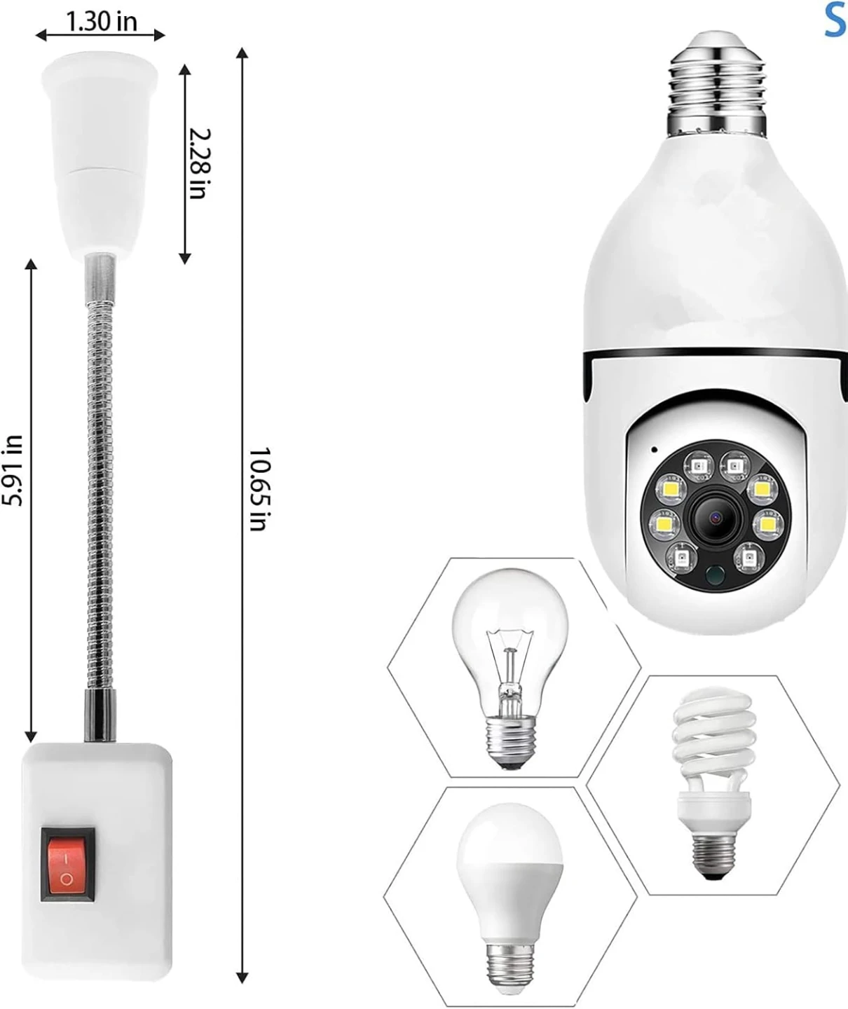 E27E26 Socket Adapter with On/Off Switch Light Lamp Bulb (ER1) - photo 2