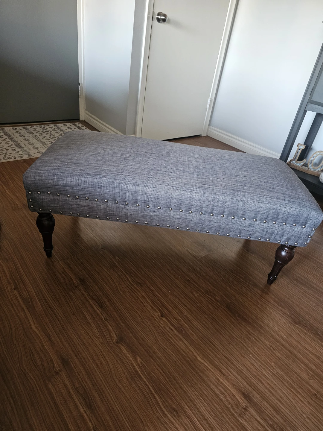 Grey Upholstered Bench