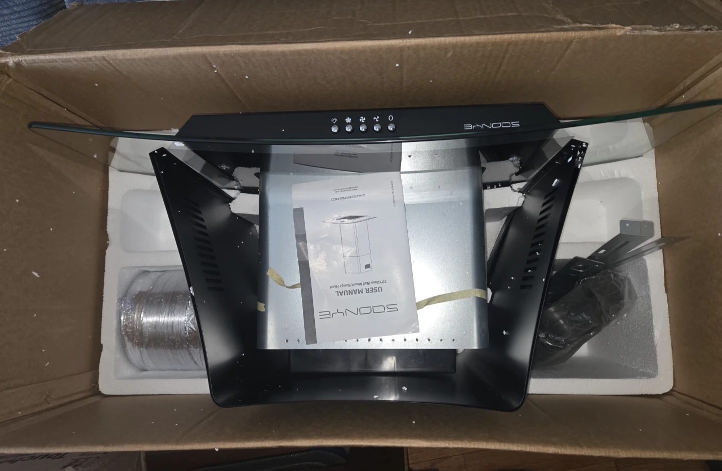 Soonye 30 Inch Matte Black Glass Wall Mount Range Hood - photo 5