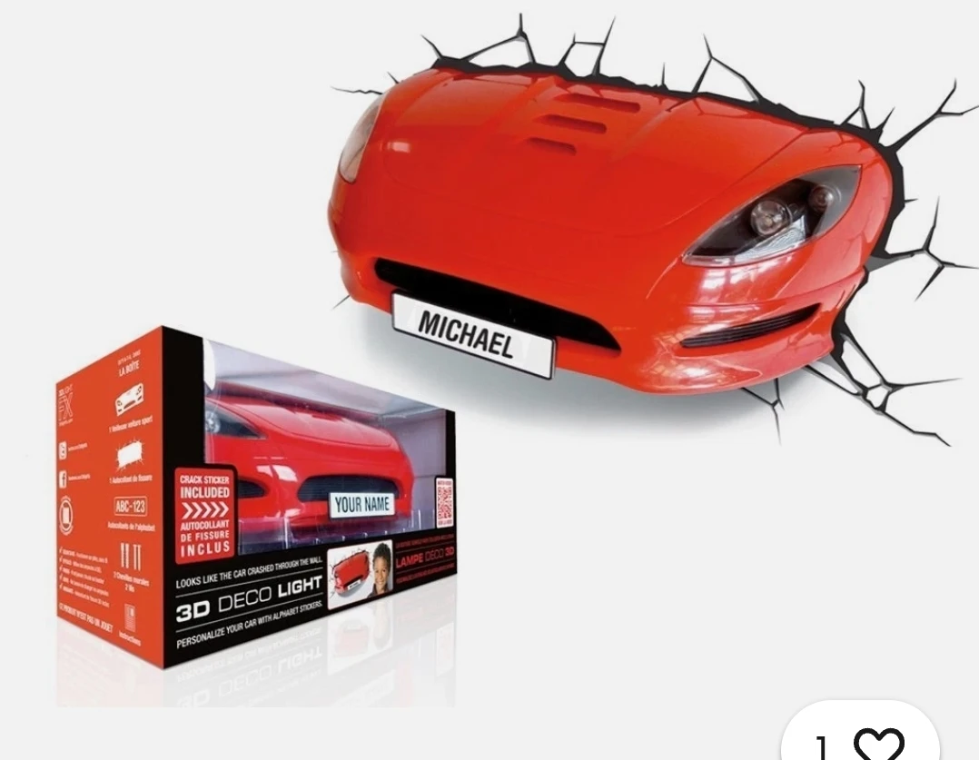 Red Sports Car 3D FX  Wall Light - photo 3