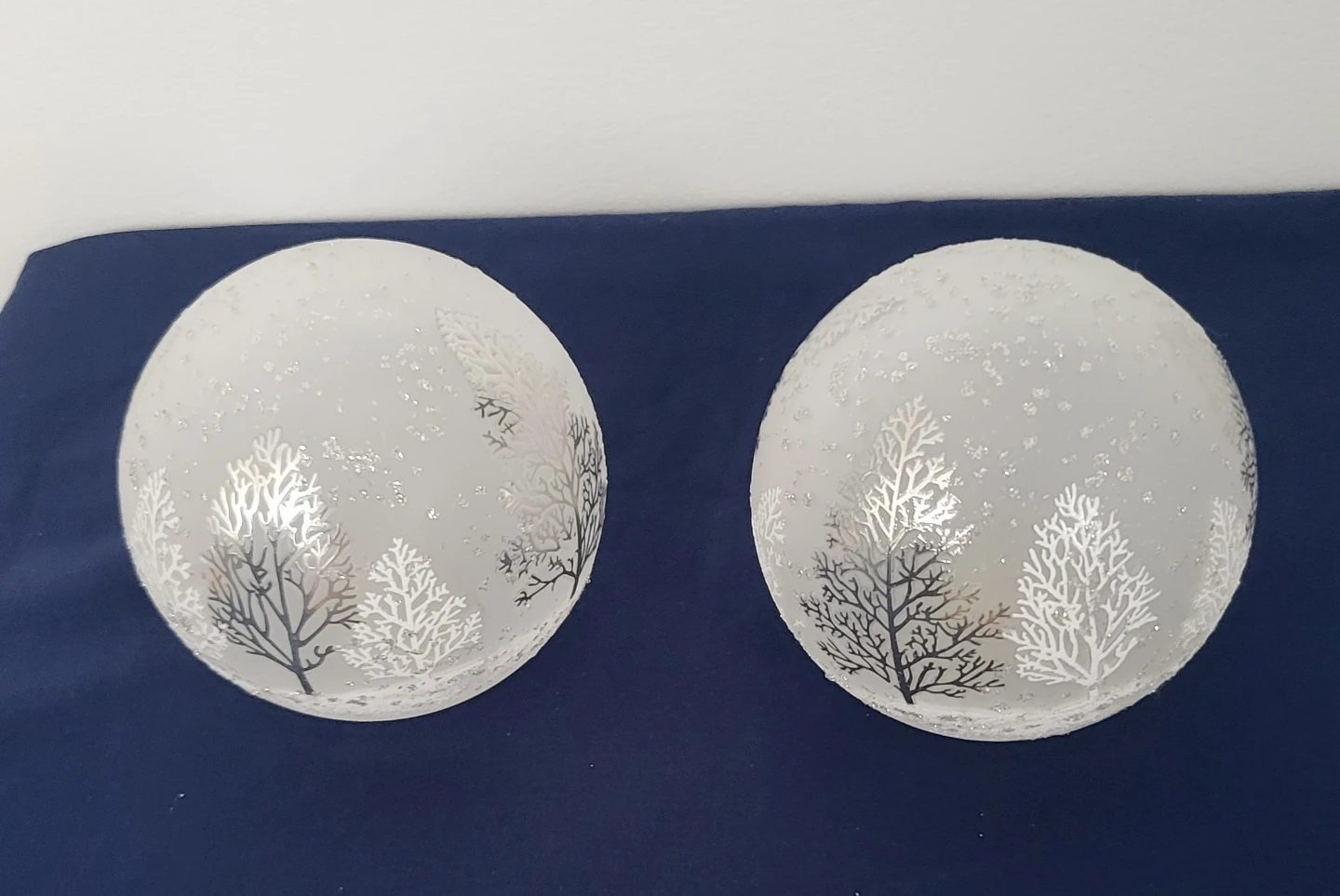Flickering Frosted Glass Orbs with Tree Pattern