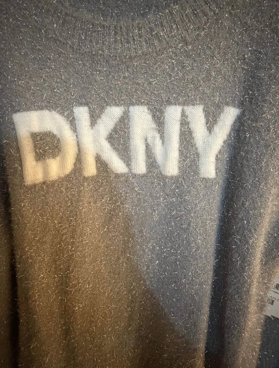 DKNY fuzzy metallic gray knit sweater - photo 2