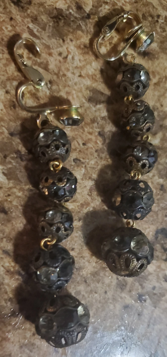 Vintage Crystal Bead Clip-On Earrings