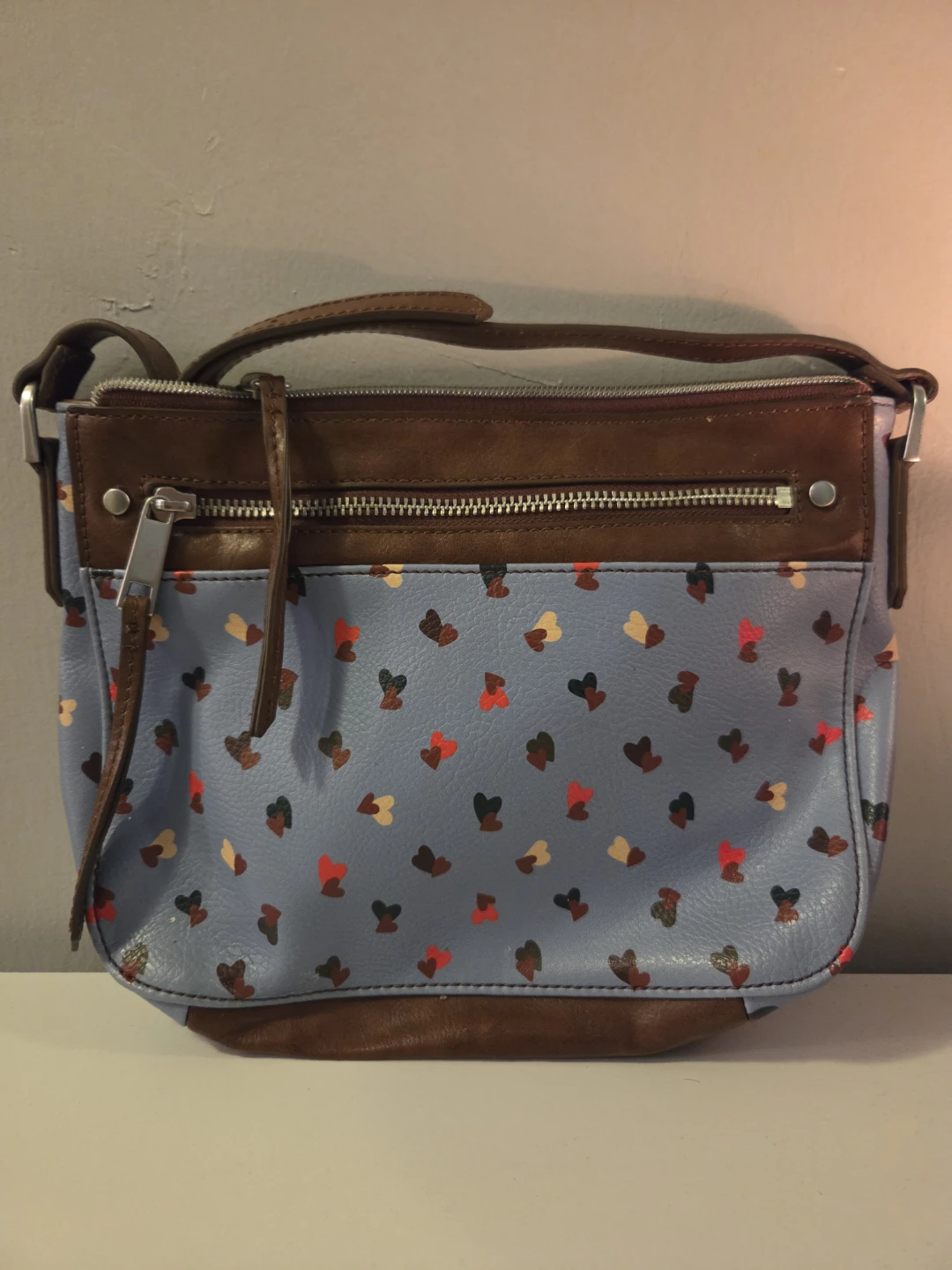 Fossil Crossbody Bag with Heart Print