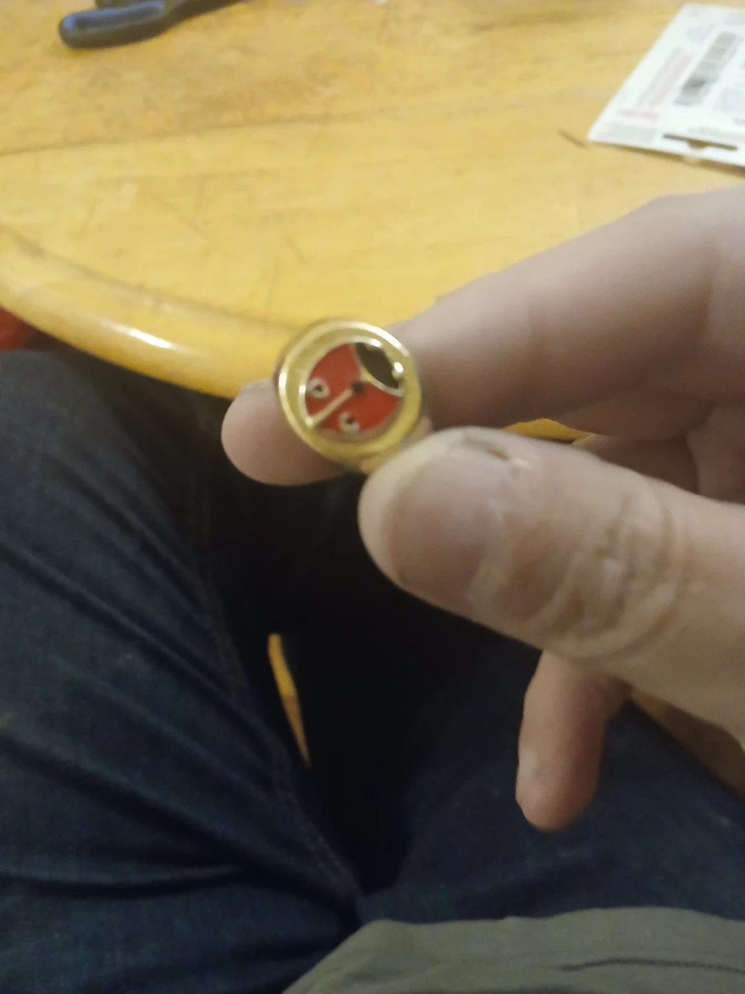 Gold-tone ladybug ring