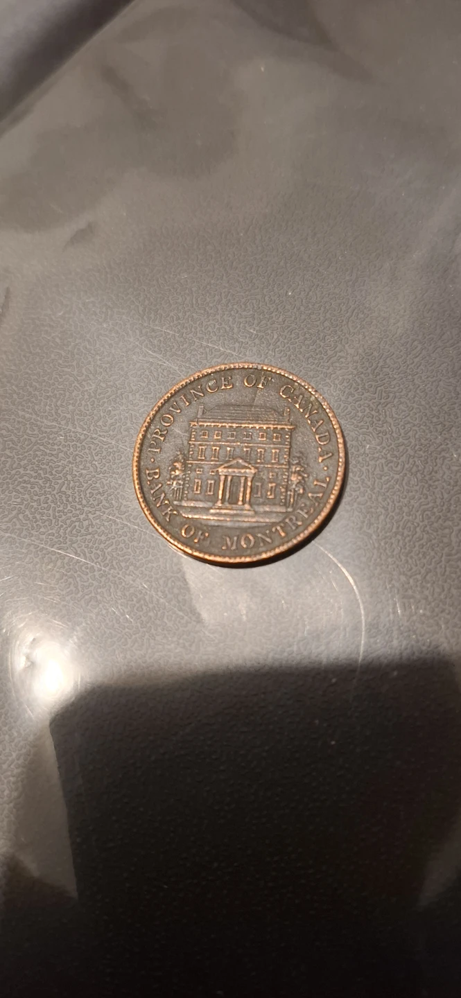 1842 Bank of Montreal Half Penny Token - photo 2