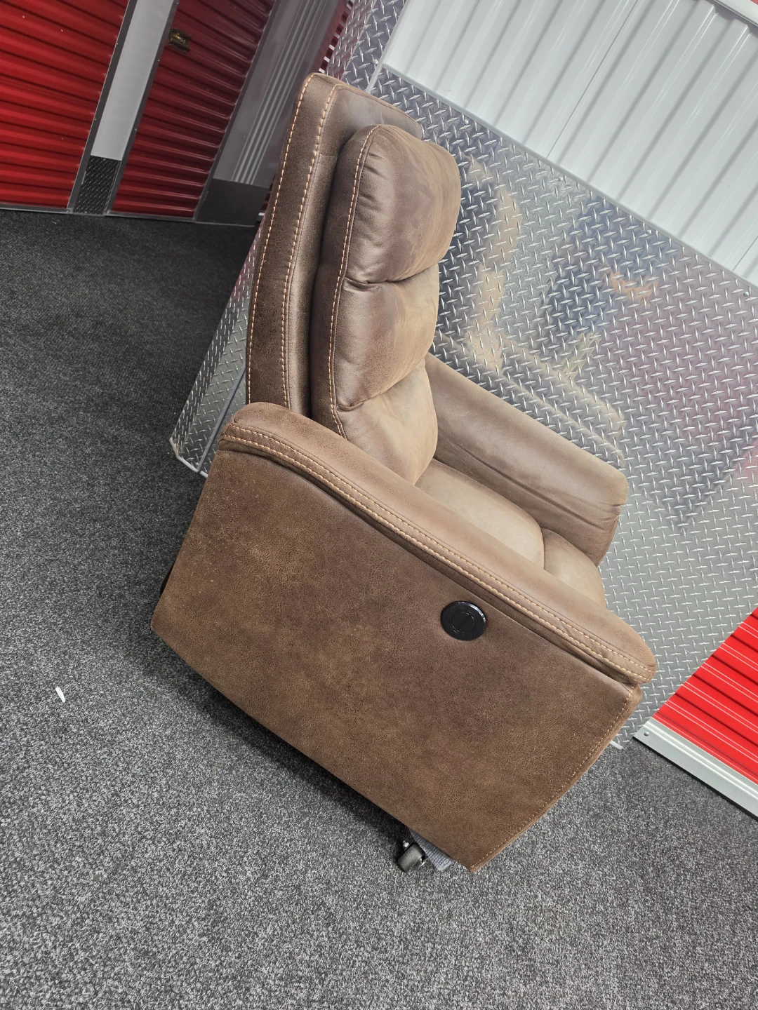 Brown Faux Leather Recliner - photo 5