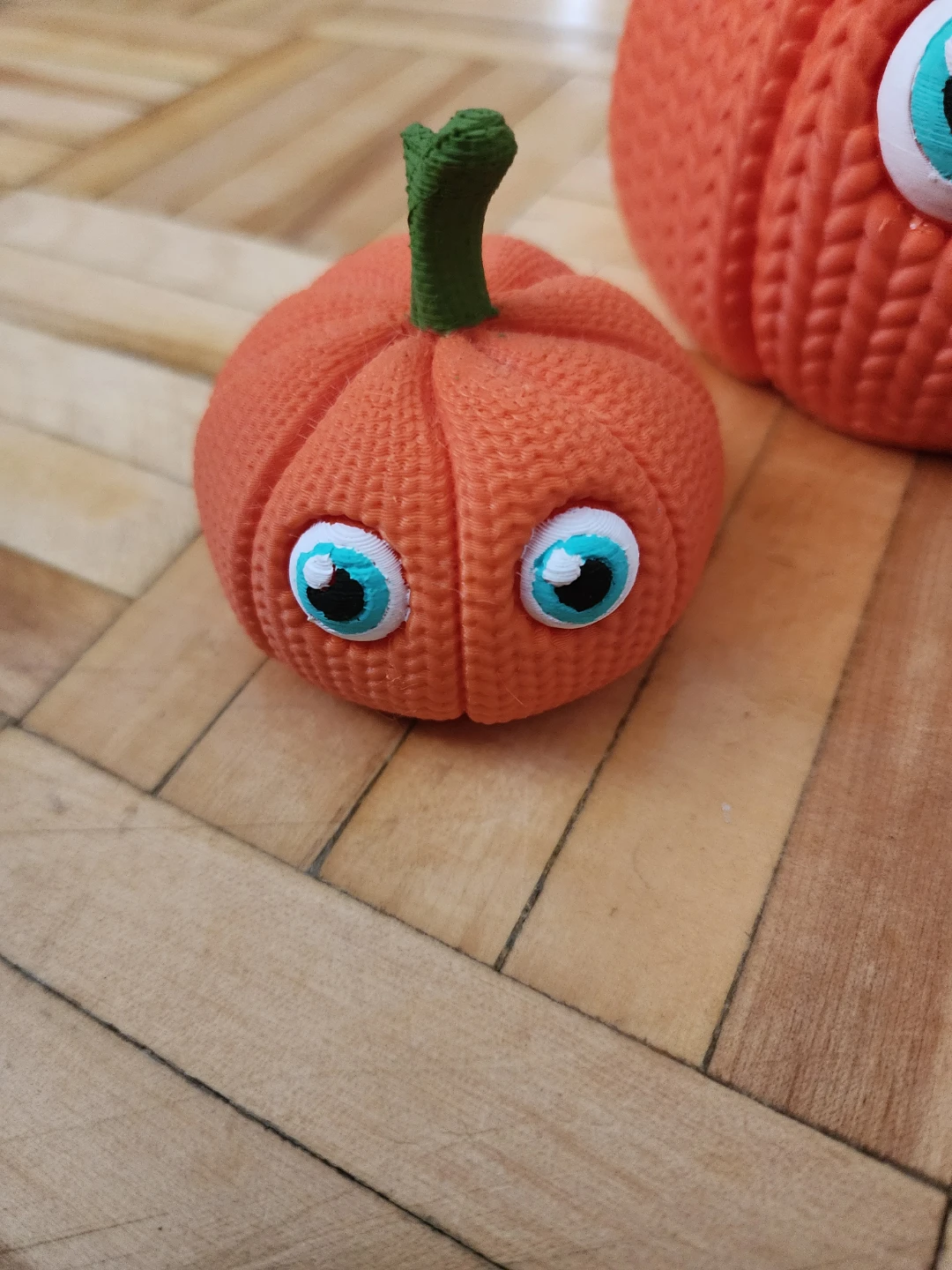 Set of 3 3D Printed Pumpkin crochet style Decorations - photo 2