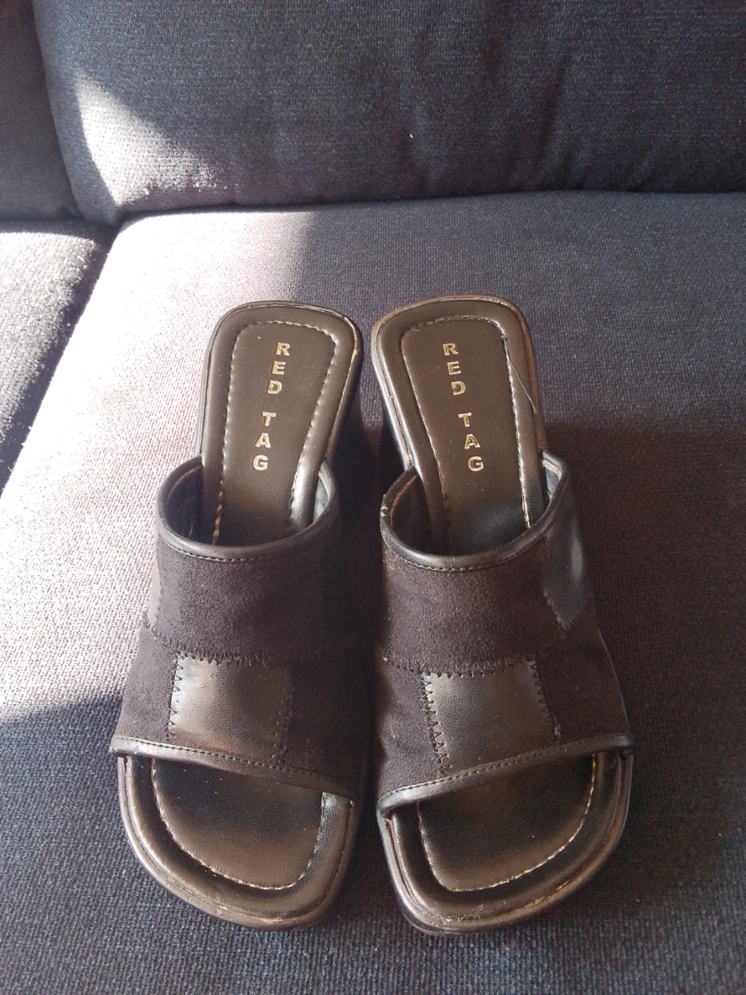 Red Tag black wedge sandals