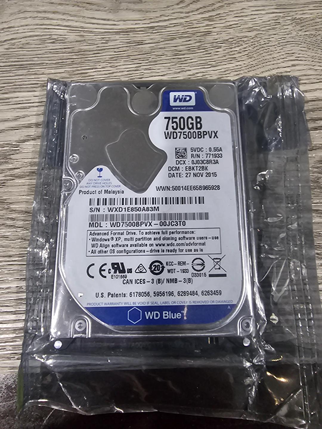 WD Blue 750GB Hard Drive WD7500BPVX