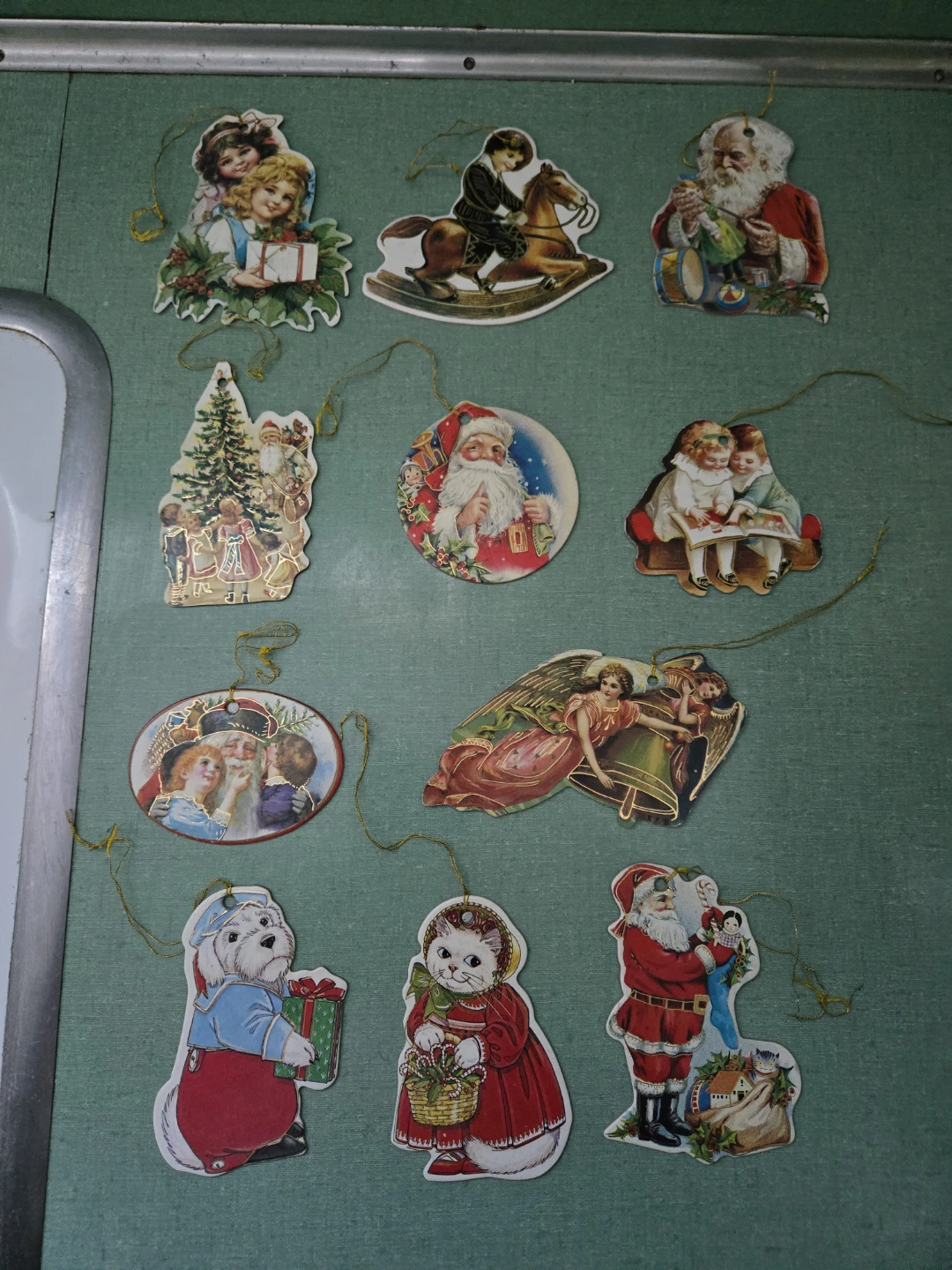 Vintage * Die Cut * 11 Victorian Cardboard Christmas Ornaments