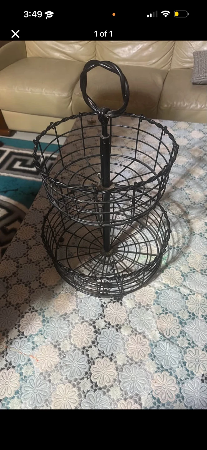 Two-Tier Black Wire Storage Basket