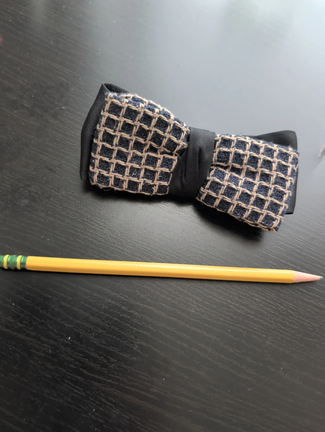 Blue Grid Pattern Bow Hair Clip