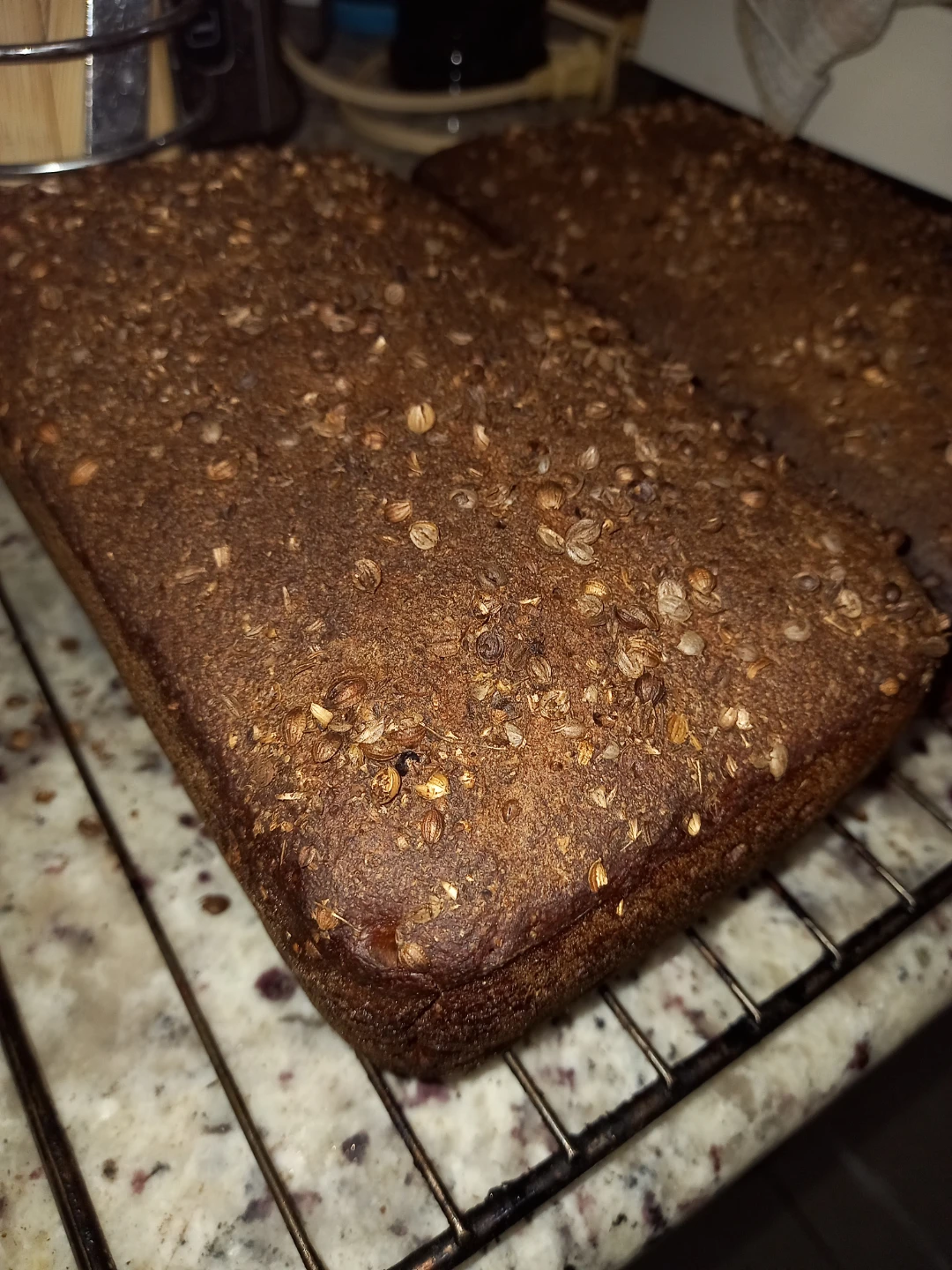 Rye sourdough bread with honey and with/without coriander seeds