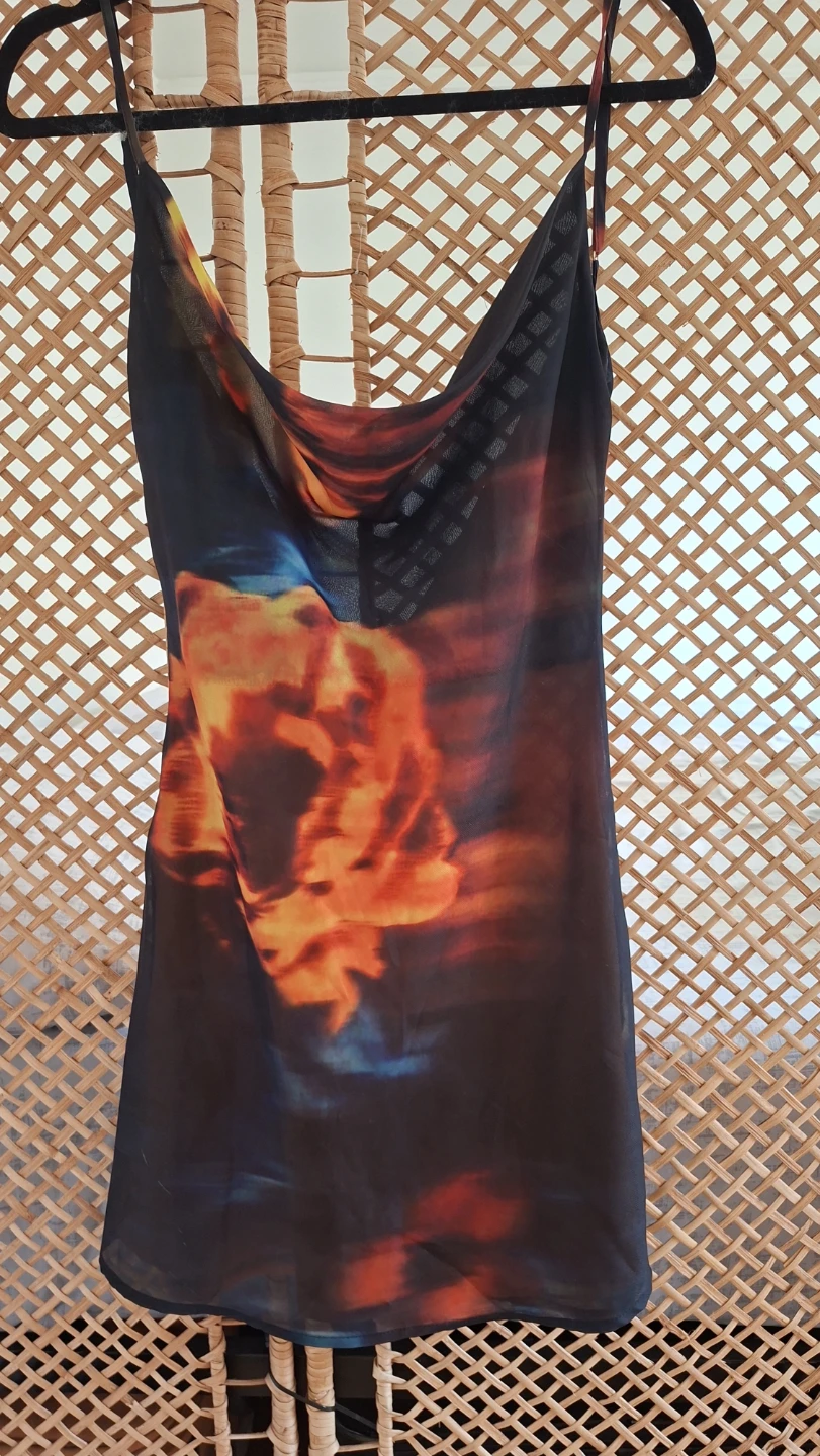 Meshki Cowl Neck Fire Print dress