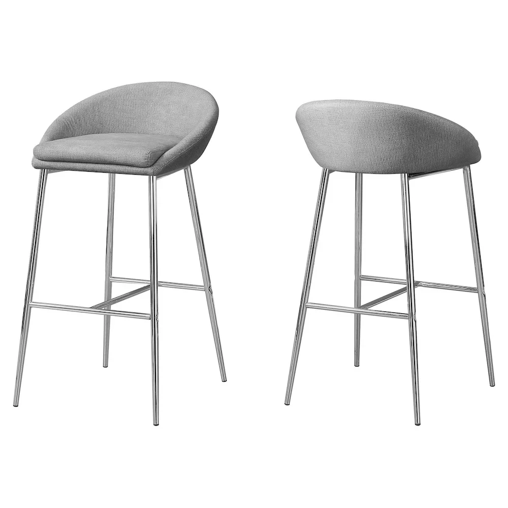 Set of Two Grey Fabric Bar Stools with Round Glass Table - photo 3