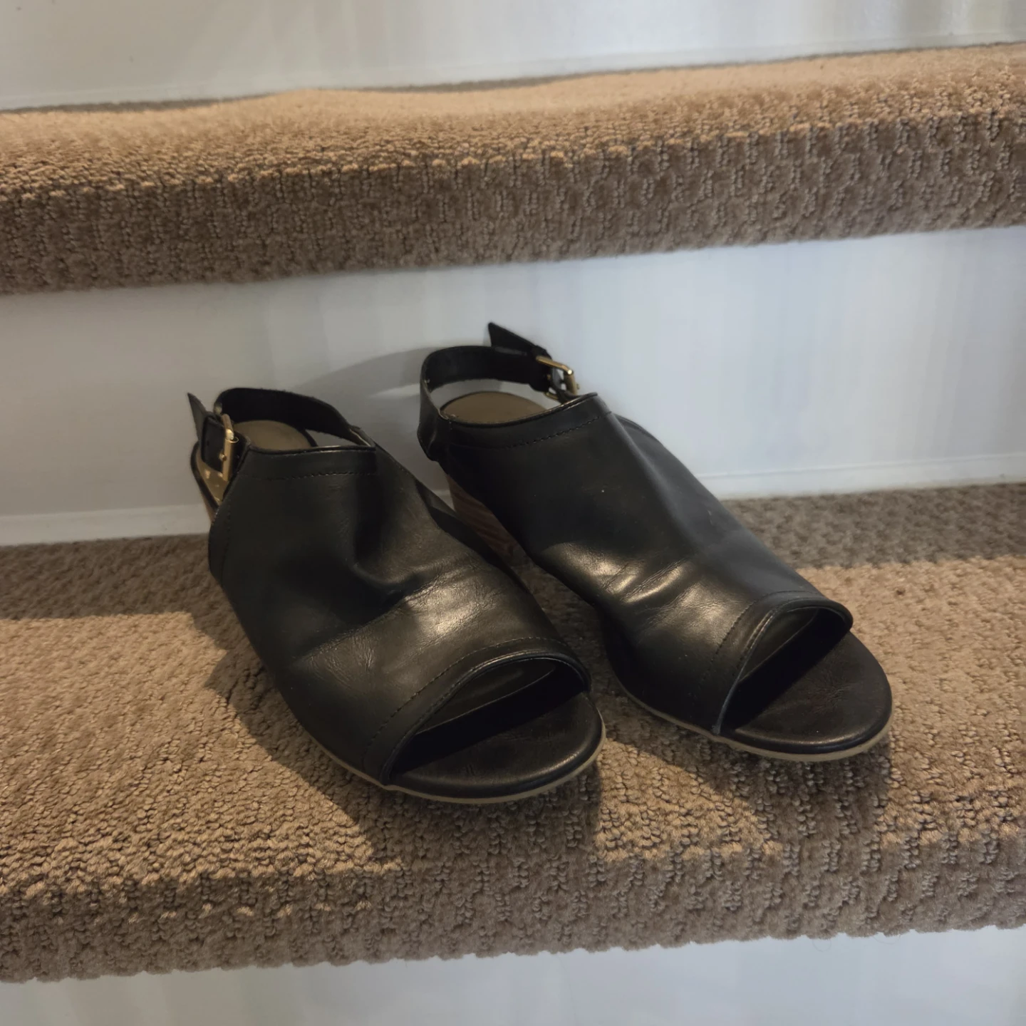 Black Leather Slingback Sandals SIZE 9
