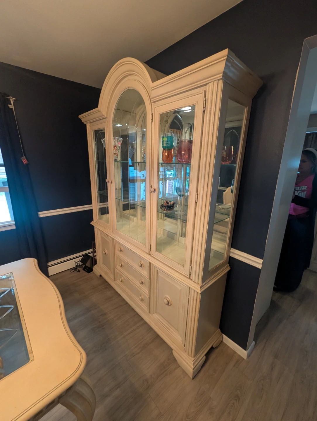 Large Antique White China Cabinet - photo 2