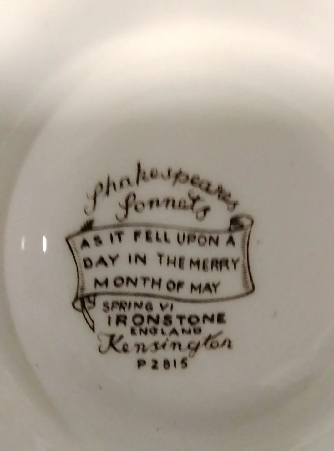 4 Kensington Ironstone Saucers - Shakespeares Sonnets - photo 2