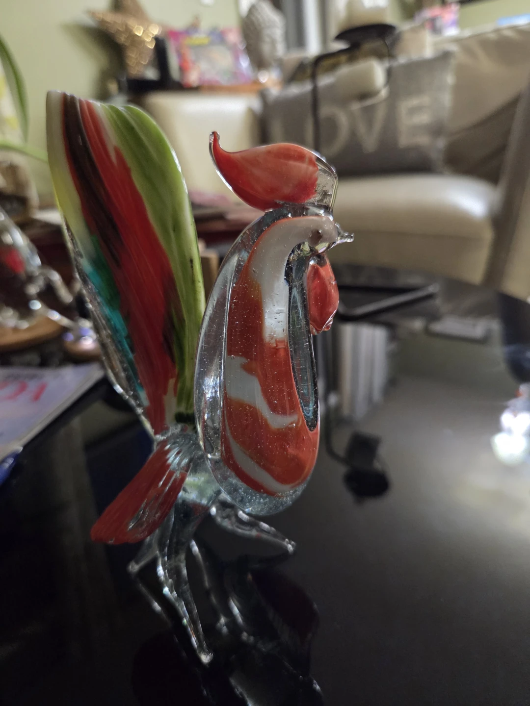 Murano Style Art Glass Rooster Figurine