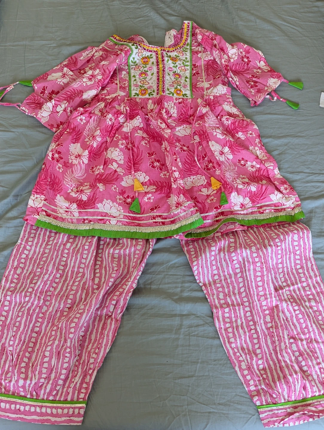 Pink Floral Kurta and Pants Set