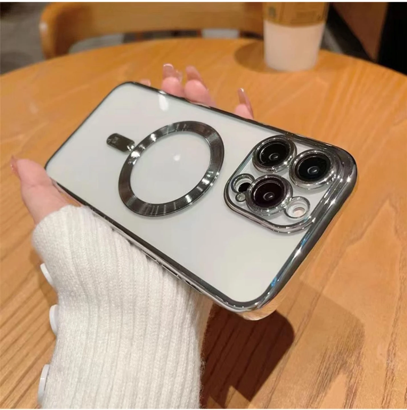 iPhone 13 Pro Magnetic Phone  Case Clear Silver - photo 3